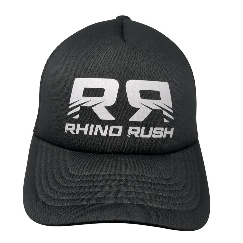 Rhino Rush Snapback Trucker Hat Black OS Adjustable Lightweight Academy Fits
